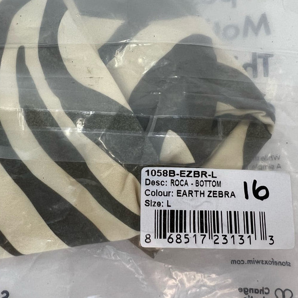 NWT Stone Fox Swim Roca Bikini Bottom, Distressed, Earth Zebra Print, size Large - Picture 15 of 15